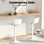 Artiss Bar Stools Kitchen Swivel Gas Lift Stool Leather Dining Chairs White x2 - Image 3