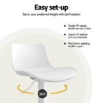 Artiss Bar Stools Kitchen Swivel Gas Lift Stool Leather Dining Chairs White x2 - Image 5