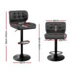 Artiss 4x Bar Stools Gas Lift Leather Padded Grey - Image 2