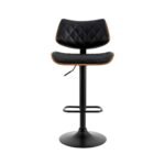 Artiss Bar Stools Kitchen Dining Chairs Gas Lift Stool Wooden Leather Black - Image 3