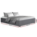 Artiss Bed Frame Queen Size Gas Lift Base Grey TOKI - Image 2