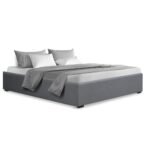 Artiss Bed Frame Queen Size Gas Lift Base Grey TOKI - Image 8