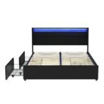 Artiss Bed Frame Double Size LED with 4 Drawers Black DUNN - Image 3