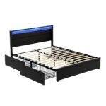 Artiss Bed Frame Double Size LED with 4 Drawers Black DUNN - Image 7