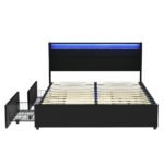 Artiss Bed Frame Queen Size LED with 4 Drawers Black DUNN - Image 3
