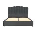 Artiss Bed Frame Queen Size Velvet Grey FION - Image 7