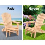Gardeon 3PC Adirondack Outdoor Table and Chairs? Wooden Sun Lounge Beach Patio Natural - Image 10