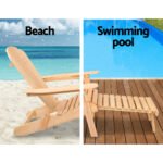 Gardeon 3PC Adirondack Outdoor Table and Chairs? Wooden Sun Lounge Beach Patio Natural - Image 11