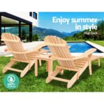 Gardeon 3PC Adirondack Outdoor Table and Chairs? Wooden Sun Lounge Beach Patio Natural - Image 12