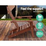 Gardeon 3PC Adirondack Outdoor Table and Chairs Wooden Beach Chair Brown - Image 10