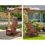 Gardeon 3PC Adirondack Outdoor Table and Chairs Wooden Beach Chair Brown - Image 14