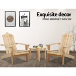 Gardeon 3PC Adirondack Outdoor Table and Chairs Wooden Beach Chair Natural - Image 12