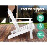 Gardeon 3PC Adirondack Outdoor Table and Chairs Wooden Beach Chair White - Image 10