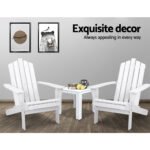 Gardeon 3PC Adirondack Outdoor Table and Chairs Wooden Beach Chair White - Image 12
