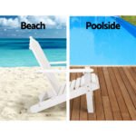 Gardeon 3PC Adirondack Outdoor Table and Chairs Wooden Beach Chair White - Image 13