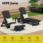 Gardeon Sun Lounge Beach Chair HDPE Adirondack Lounger Patio Outdoor Furniture with Wheels Black - Image 4
