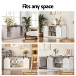 Artiss Buffet Sideboard Storage Cabinet Kitchen Cupboard Sliding Doors White - Image 8