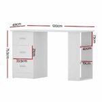Artiss Computer Desk Drawer Shelf Cabinet White 120CM - Image 2