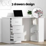 Artiss Computer Desk Drawer Shelf Cabinet White 120CM - Image 5