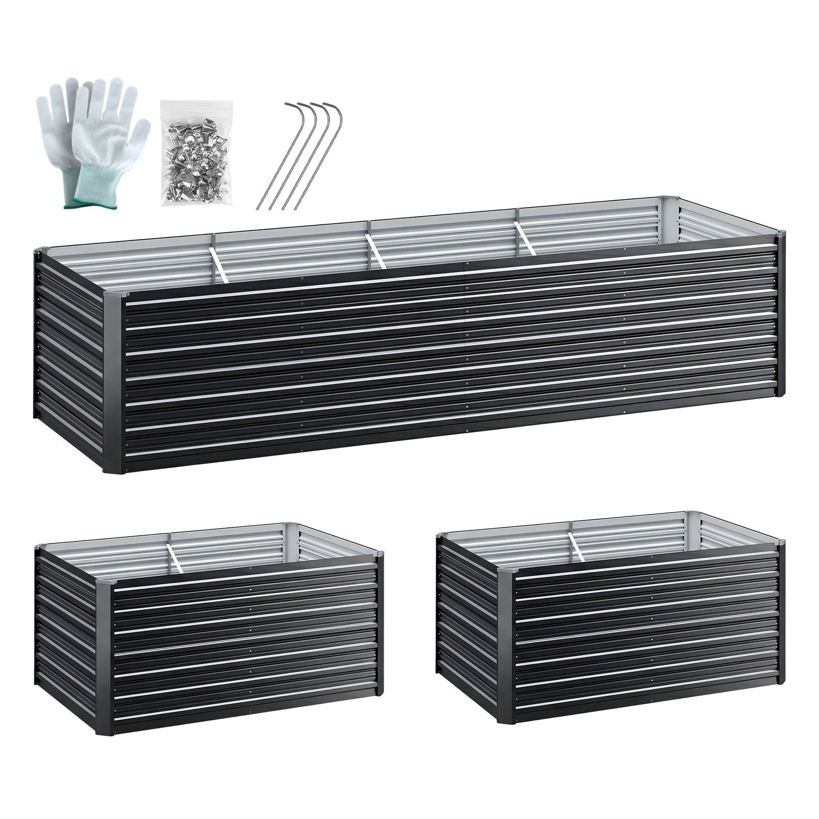 GARDEN-ALUMGR-16-FC2-202603051602-00 Green Fingers 2-in-1 Raised Garden Bed Kit, 320cm/160cm| 77cm Extra Deep Ergonomic Planter Box | Protect Your Back | Galvanised Steel Vegetable Flower Pot for Outdoor Garden | Includes Gloves & Pegs - Image 1