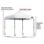 Instahut Gazebo Pop Up 3x3m w/Base Podx4 Marquee Folding Outdoor Wedding Camping Tent Shade Canopy White - Image 3