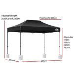 Instahut Gazebo Pop Up Marquee 3x4.5 Folding 500D Wedding Tent Base Pod Black - Image 3