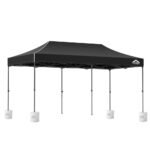 Instahut Gazebo Pop Up Marquee 3x6 Folding Outdoor 500D Tent Base Pod Black - Image 2