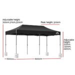 Instahut Gazebo Pop Up Marquee 3x6 Folding Outdoor 500D Tent Base Pod Black - Image 3