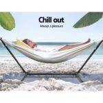 Gardeon Hammock Bed Camping Chair Outdoor Lounge Single Cotton with Stand - Image 4