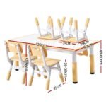 Keezi Kids Table and 4 Chairs Set Height Adjustable Toddler Desk and Chair Set for Ages 3-8, Children Activity Table with Graffiti Desktop for Learning Drawing Playing, Yellow - Image 2
