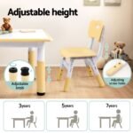 Keezi Kids Table and 4 Chairs Set Height Adjustable Toddler Desk and Chair Set for Ages 3-8, Children Activity Table with Graffiti Desktop for Learning Drawing Playing, Yellow - Image 6