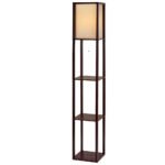 Artiss Floor Lamp 3 Tier Shelf Storage LED Light Stand Home Room Vintage Brown - Image 2
