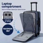 Wanderlite 20" Luggage Suitcase Front Pocket Travel Carry On Dual TSA Navy - Image 4