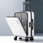 Wanderlite 20" Luggage Suitcase Front Pocket Travel Carry On Dual TSA White