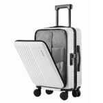 Wanderlite 20" Luggage Suitcase Front Pocket Travel Carry On Dual TSA White - Image 2