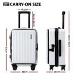 Wanderlite 20" Luggage Suitcase Front Pocket Travel Carry On Dual TSA White - Image 3