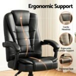 Artiss Massage Office Chair Executive Computer Gaming Chairs Black PU Leather - Image 7
