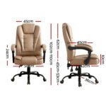 Artiss Massage Office Chair Executive Computer Gaming Chairs Brown PU Leather Espresso - Image 2