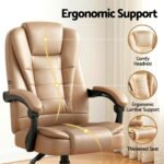 Artiss Massage Office Chair Executive Computer Gaming Chairs Brown PU Leather Espresso - Image 7