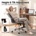 Artiss Office Chair Conference Chairs PU Leather Mid Back Grey - Image 4