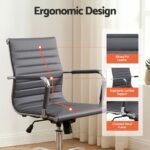 Artiss Office Chair Conference Chairs PU Leather Mid Back Grey - Image 5