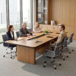 Artiss Office Chair Conference Chairs PU Leather Mid Back Grey - Image 9