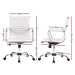 Artiss Office Chair Conference Chairs PU Leather Mid Back White - Image 2