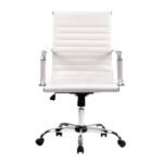 Artiss Office Chair Conference Chairs PU Leather Mid Back White - Image 3