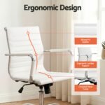 Artiss Office Chair Conference Chairs PU Leather Mid Back White - Image 5