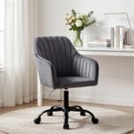 Artiss Office Chair Velvet Seat Dark Grey - Image 9