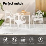 Gardeon 4PC Outdoor Dining Chairs PP Portable Stackable Chair Patio Furniture White - Image 5