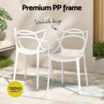 Gardeon 4PC Outdoor Dining Chairs PP Portable Stackable Chair Patio Furniture White - Image 6