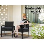 Gardeon 3PC Bistro Set Outdoor Furniture Rattan Table Chairs Cushion Patio Garden Felix - Image 11