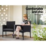 Gardeon 3PC Bistro Set Outdoor Furniture Rattan Table Chairs Cushion Patio Garden Ezra - Image 11